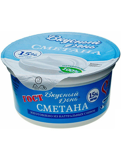 Сметана 15% - Саратовский комбинат детского питания: натуральный молочный продукт.