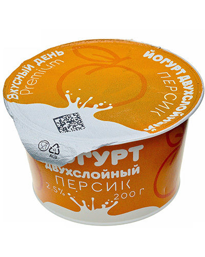 Йогурт двухслойный &quot;Персик&quot; - натуральное детское питание от Саратовского комбината.