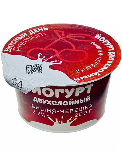 Йогурт двухслойный &quot;Вишня-черешня&quot; - натуральное детское питание от Саратовского комбината.